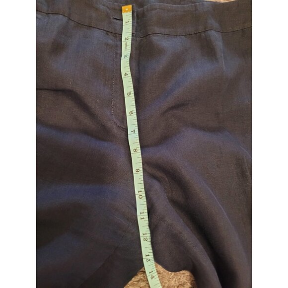 Eileen Fisher Organic Linen Pants Wmn L Blue Career Casual Straight Leg Minimal - Picture 8 of 13